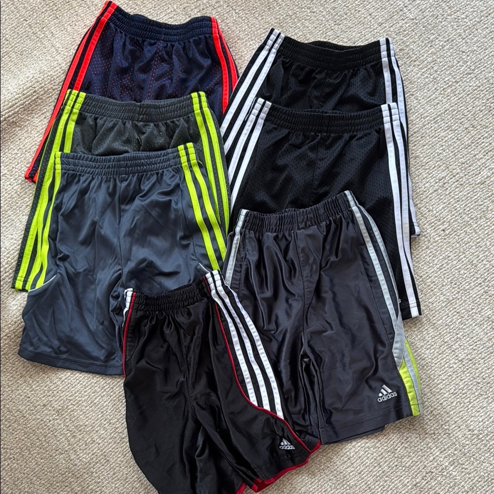 Adidas Black and Gray Athletic Shorts with Elastic Waistband
